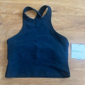 Beyond Yoga Studio Cropped Bra Tank, Darkest Night Black, size XS NWT
